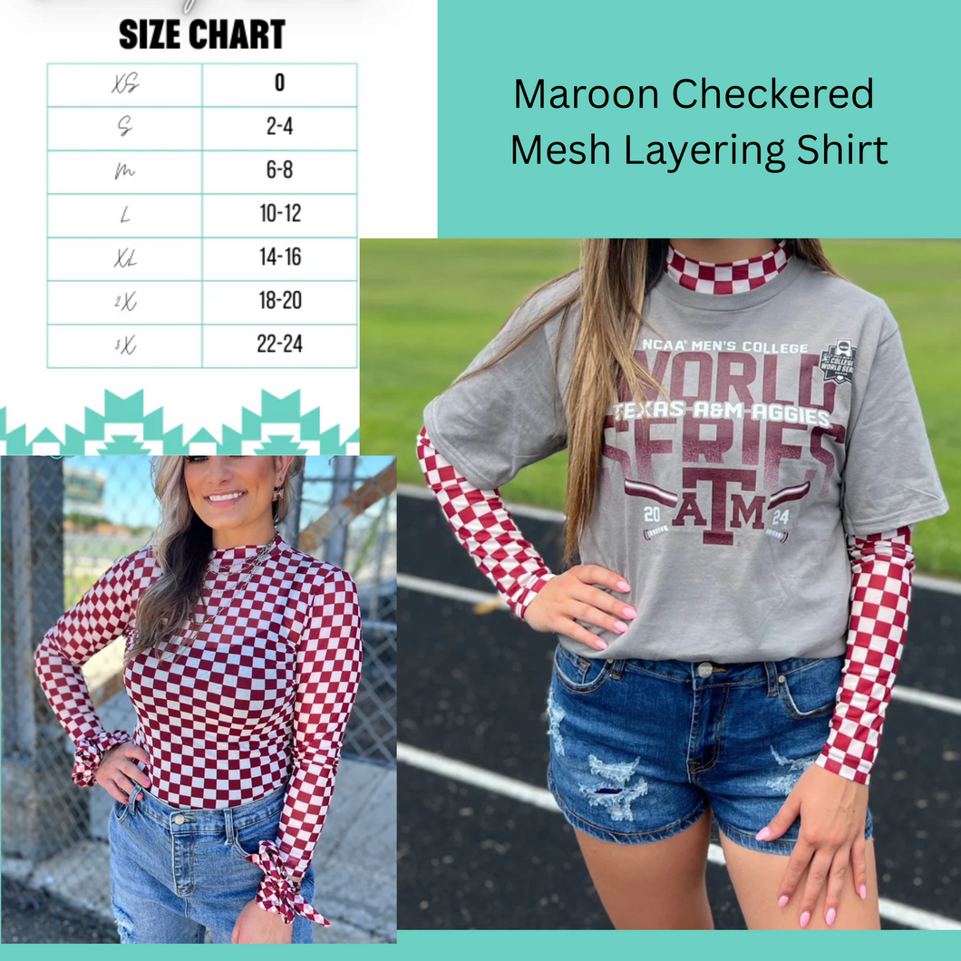 Maroon Checkered Mesh layering Shirt