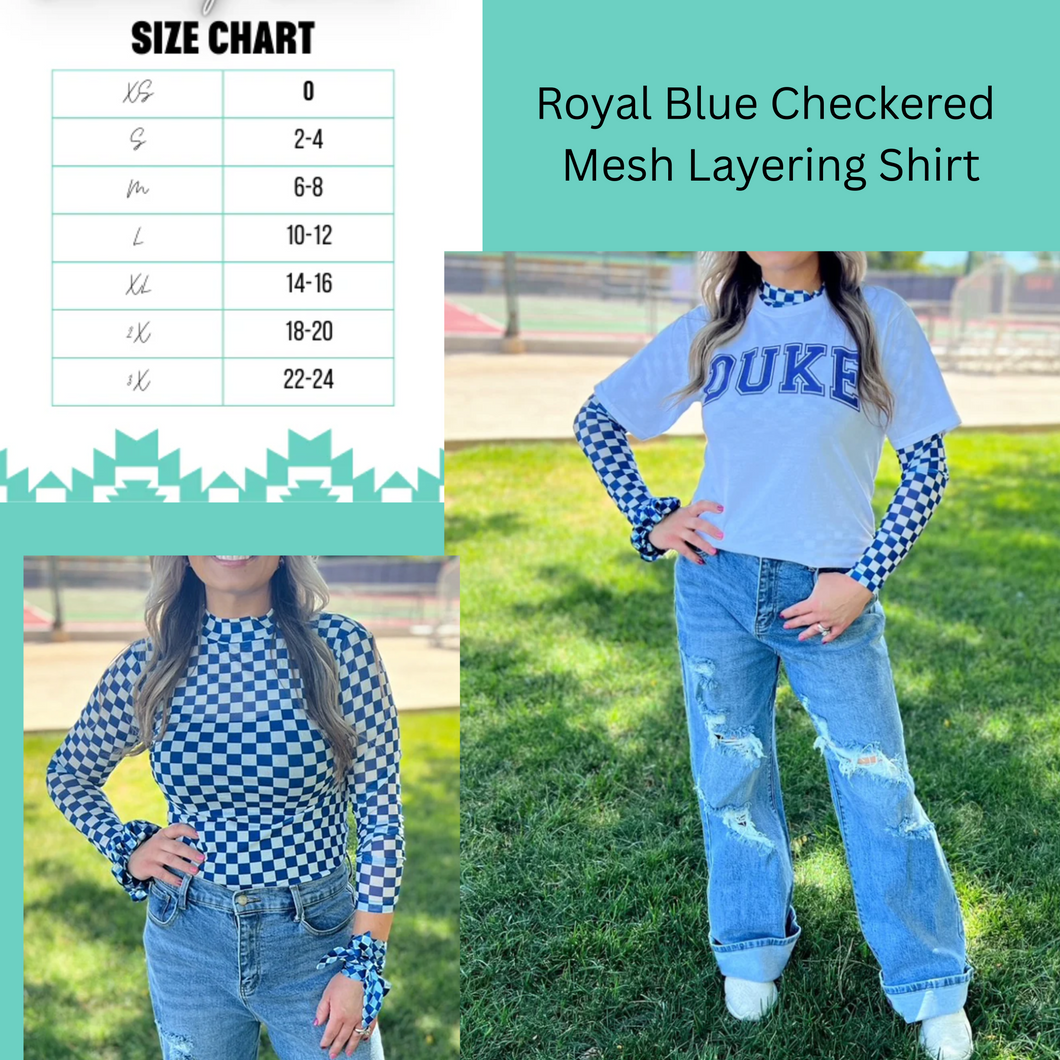 Royal Blue Checkered Mesh layering Shirt