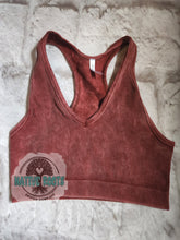 Load image into Gallery viewer, Washed ripped racerback cropped tank or bralette
